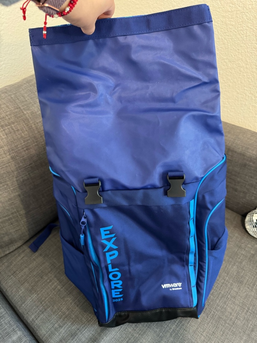 NEW - Blue Roll-Top Multiple Pockets Backpack 🎒 - Picture 5 of 16